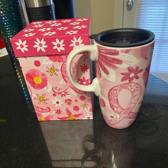 Pink 17oz Ceramic Cup w/Decorative Box (Breast Cancer Awareness Cup) - Picture 2 of 4